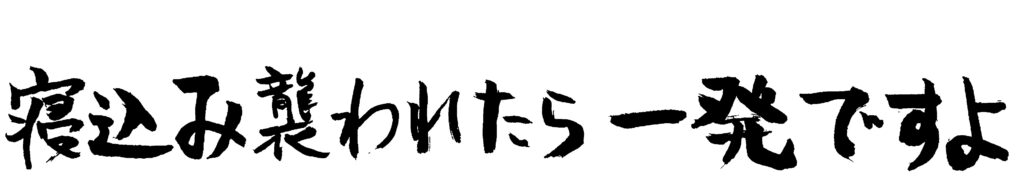 「寝込み襲われたら一発ですよ」の文字